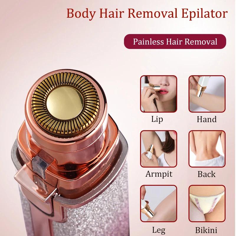 Épilateur électrique Rechargeable 2 en 1, tondeuse à sourcils, corps féminin, visage, rouge à lèvres