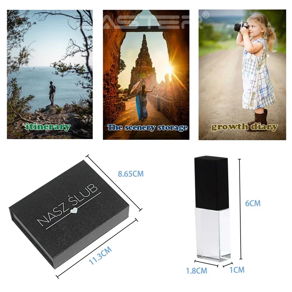 Clé USB en cristal uno avec logo personnalisé gratuit, clé USB, photographie créative, cadeaux de ma