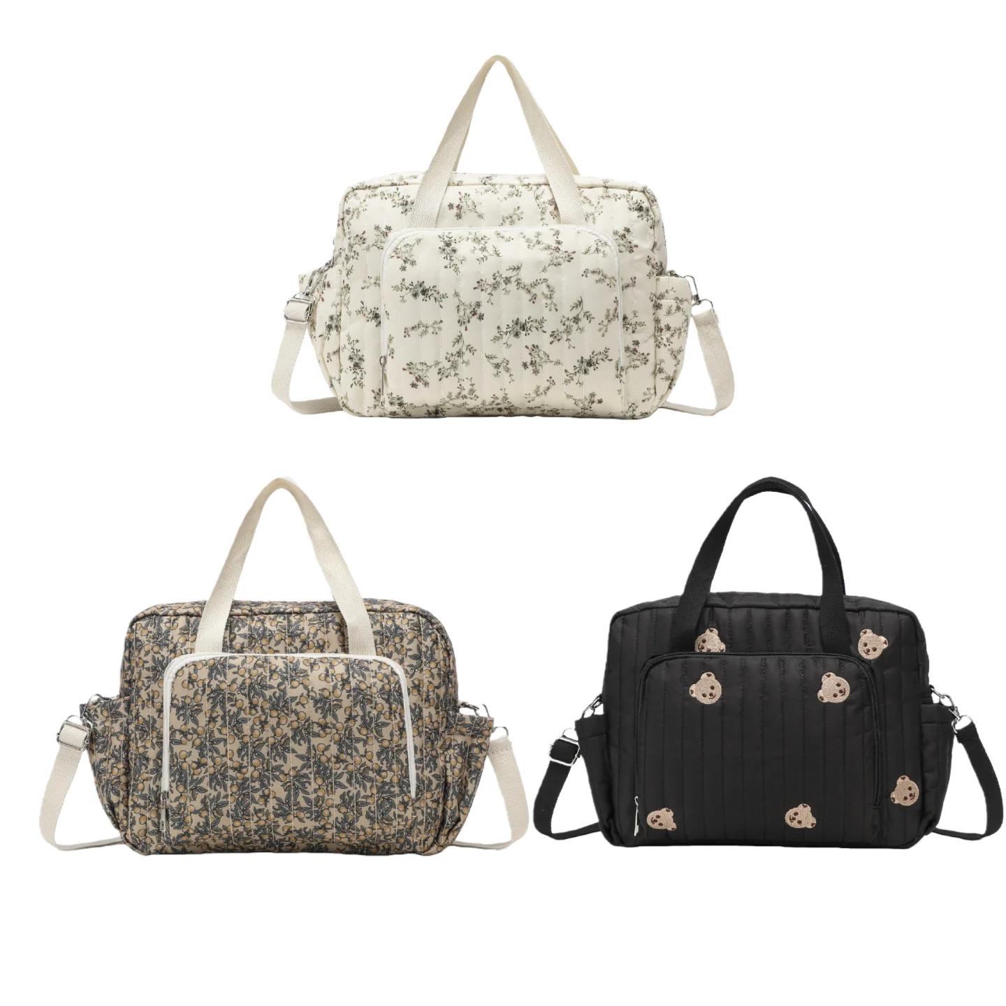 Sac de rangement suspendu universel pour poussette, grande capacité, joli sac à couches brodé et fou