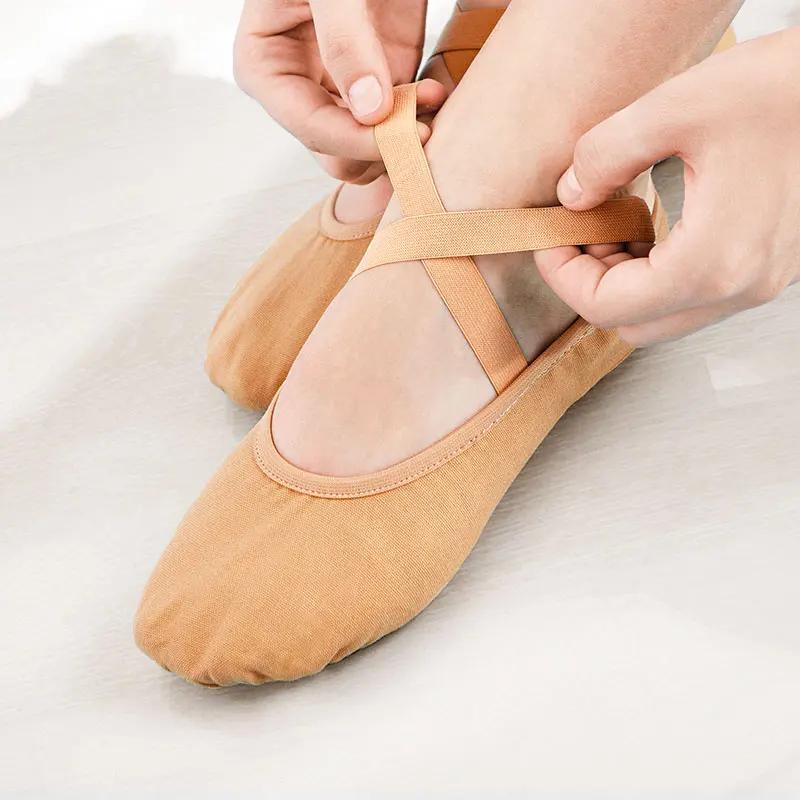 Chaussures de ballet en toile pour femmes - Ballerines plates souples antidérapantes