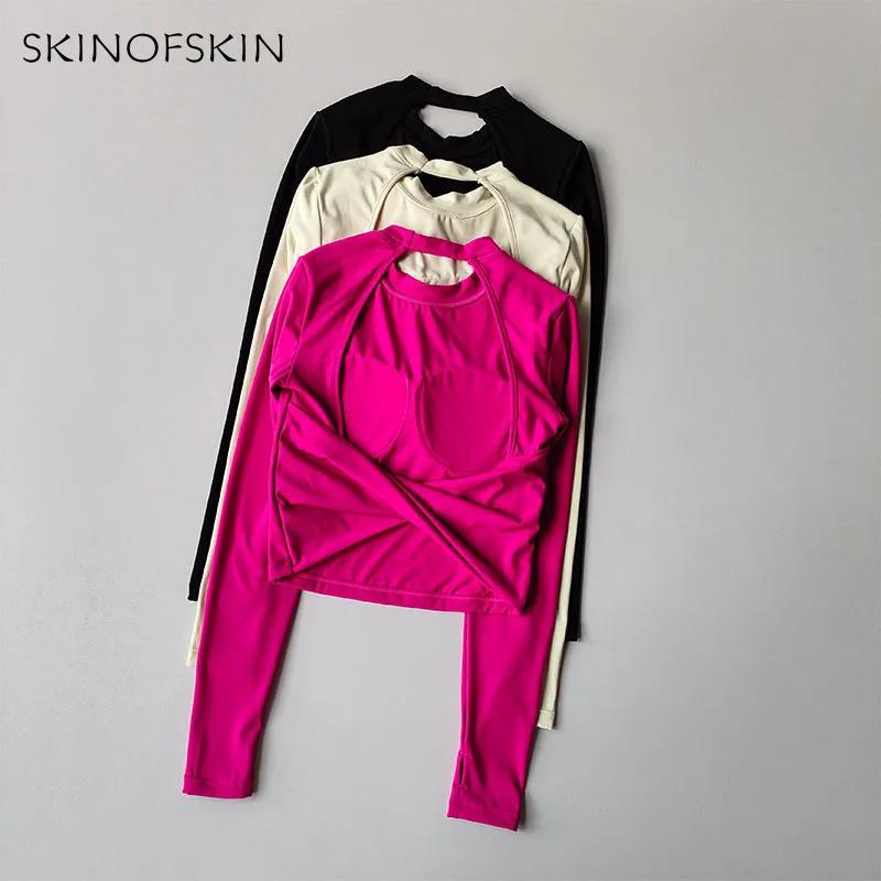 Haut sport femme dos nu sexy yoga fitness manches longues automne hiver nouveau style