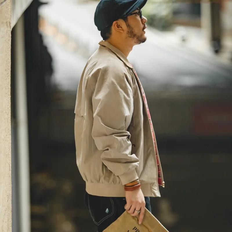 Maden hommes Vintage kaki vestes rétro travail col montant Moto veste décontracté fermeture éclair a