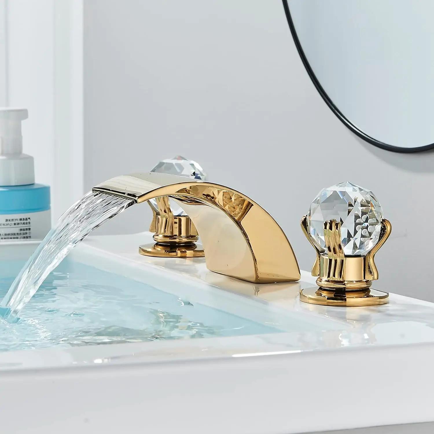 Cascade Or Poli Lavabo F/05 ET Bassin Centre Commercial Robinet 2 lèvent Clip 3 Trous