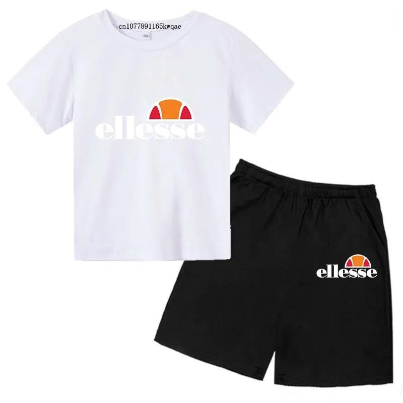 Enfants été loisirs lettre 2 pièces col rond manches courtes T-shirts + pantalons costumes 3-13 ans