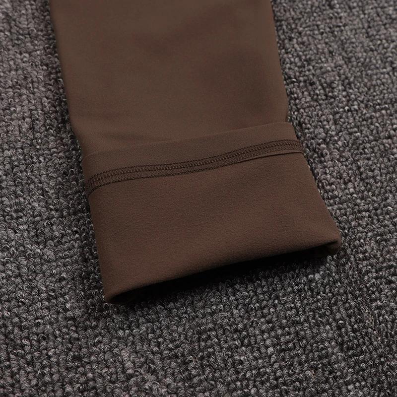 Leggings chauds nylon femmes hiver - Yoga taille invisible poche élastique doux sexy