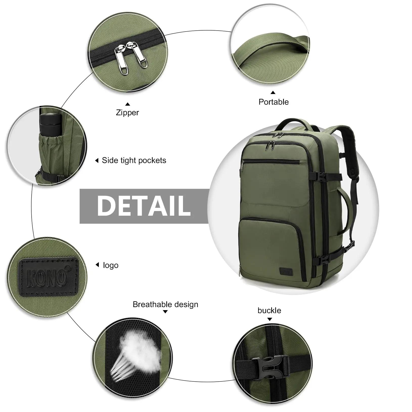 KONO Travel Backpack bagage à main | Imperméable et résistant aux avions | Protège-détons 38L |