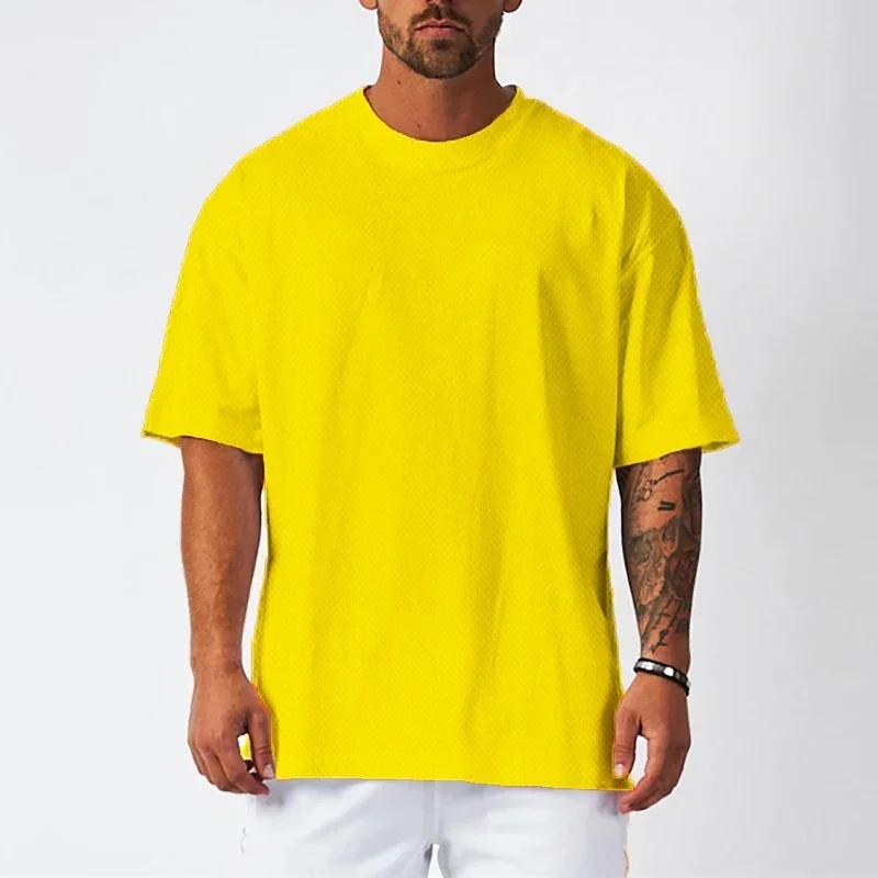 T-Shirt de Sport de course pour hommes, ample, surdimensionné, vêtements d'entraînement, de musculat