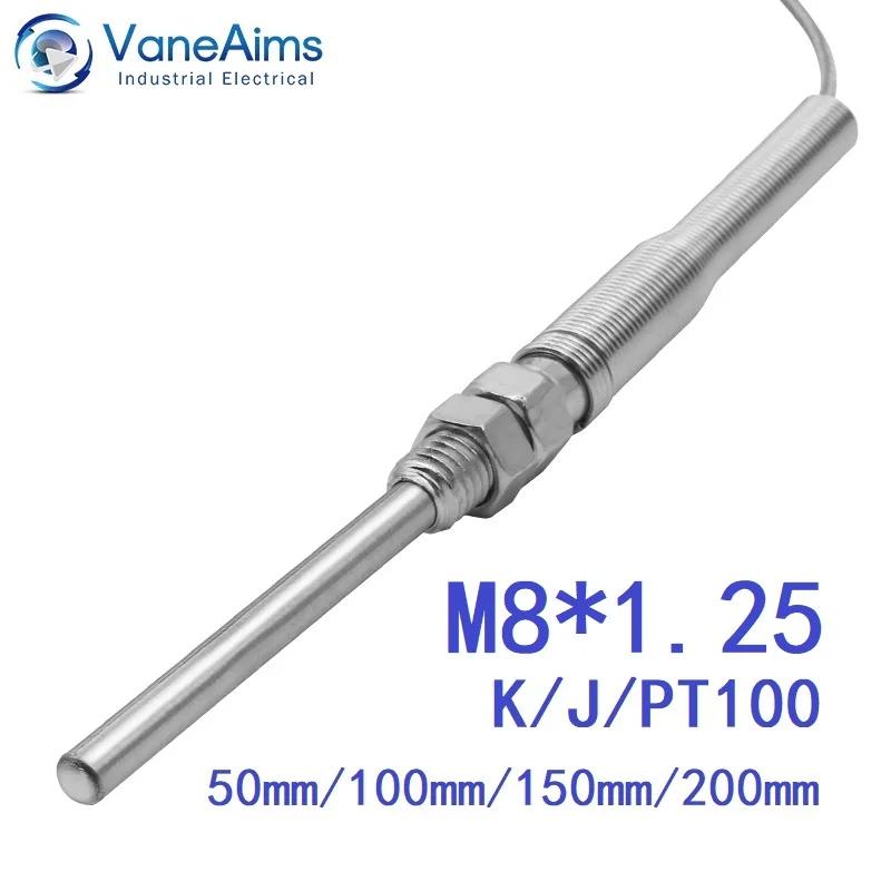 VaneAims Thermocouple M8 0.5m 1m 2m 3m Type K J PT100 50mm 100mm 150mm 200mm sonde à ressort de Comp