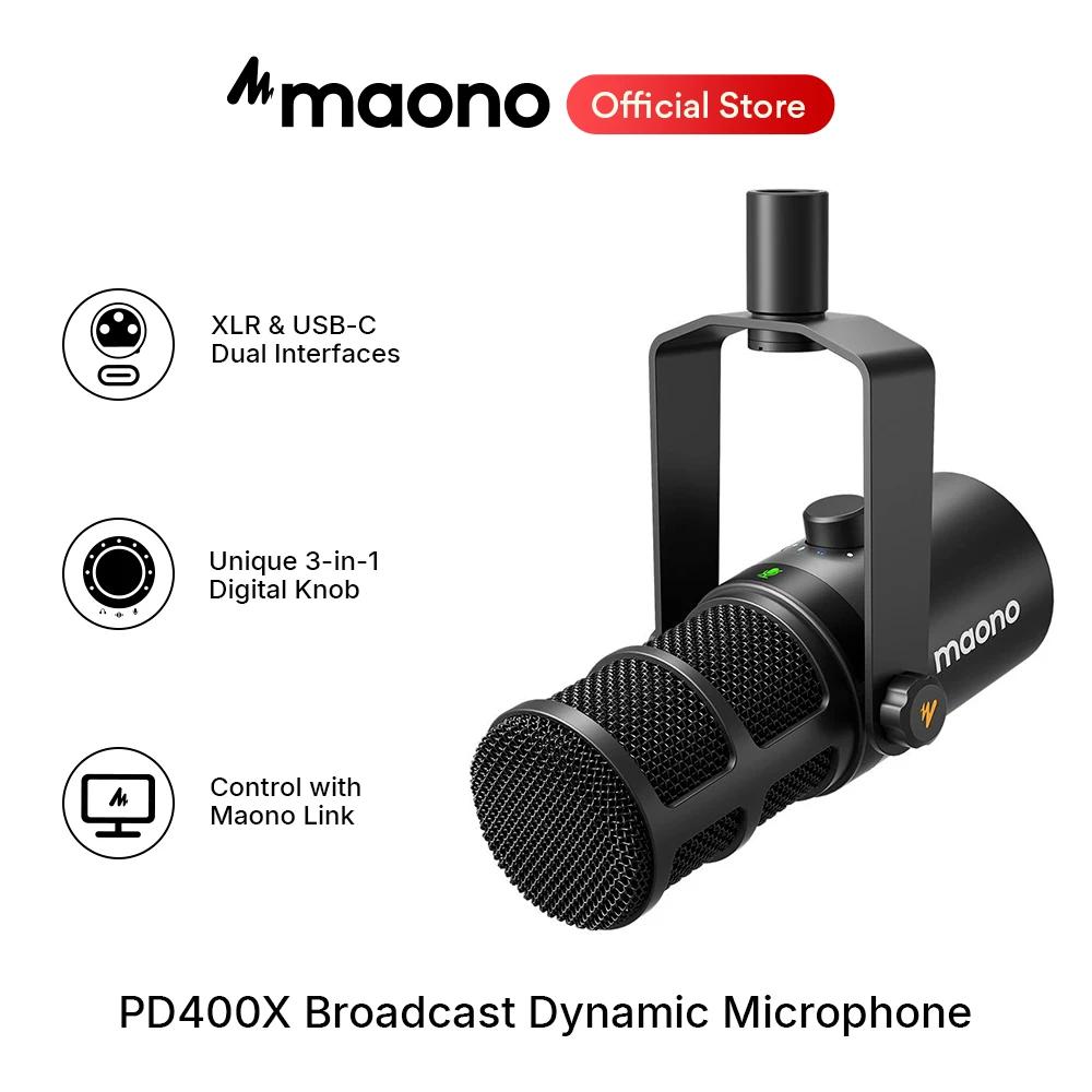 Maono – Microphone dynamique USB/XLR, tout en métal, avec prise casque à Gain muet à une touche et c