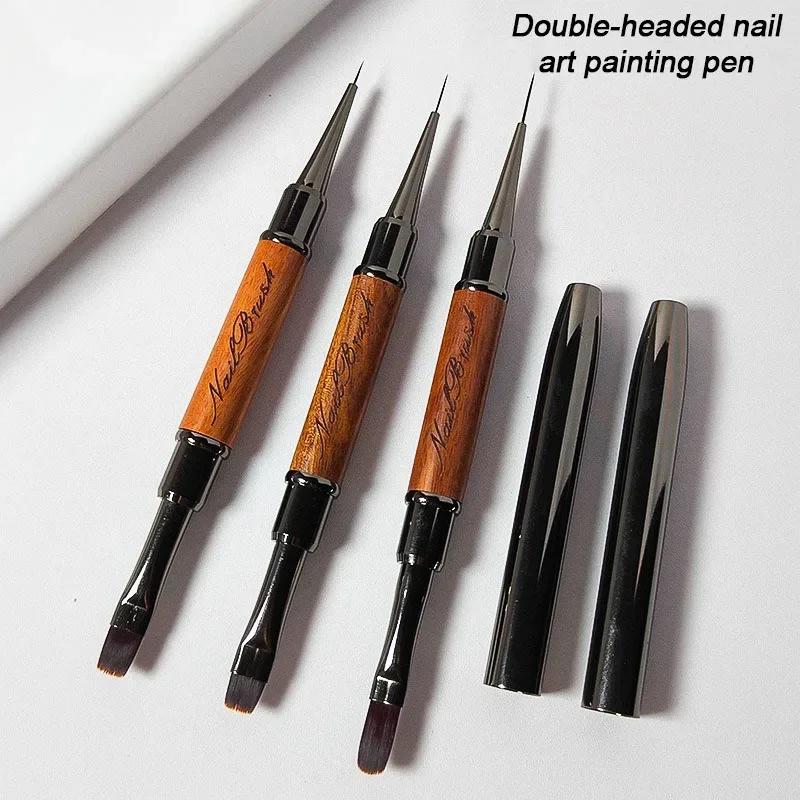 Nouveau Pinceau à ongles double embout 1 pièce, Pinceau de manucure fin pour gel de construction, dé