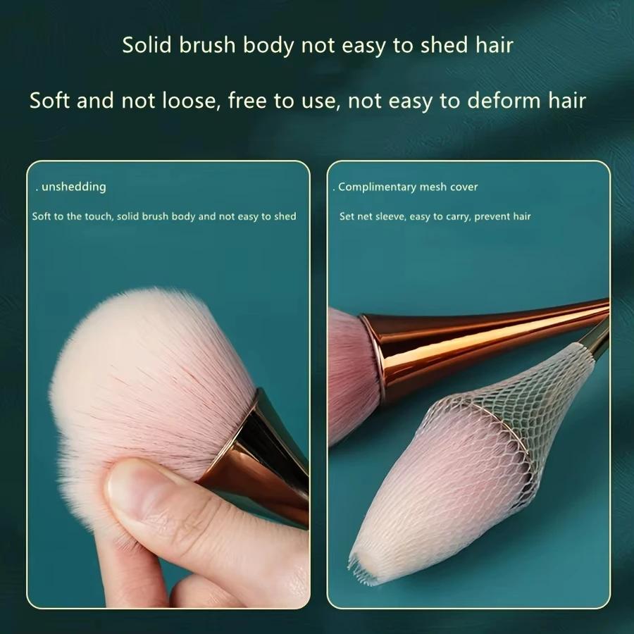 Pinceau de maquillage en éventail doré Rose, brosse cosmétique, brosse à poudre libre, brosse de sur