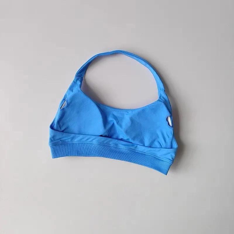 Soutien-gorge de sport pour femmes, résistant aux chocs, sans couture, col licou, haut soutien, Push