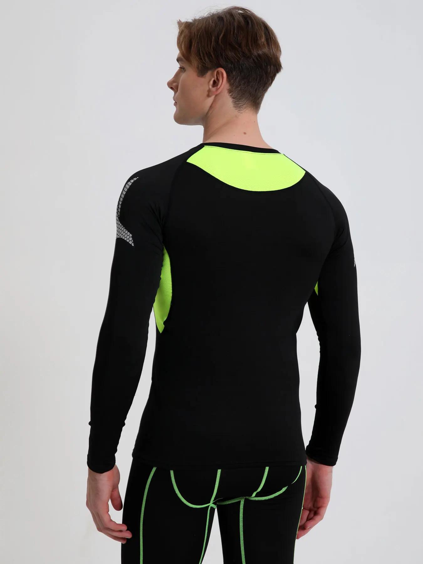 Chemises de Compression solides pour hommes, manches longues, athlétique, évacuant l'humidité, couch