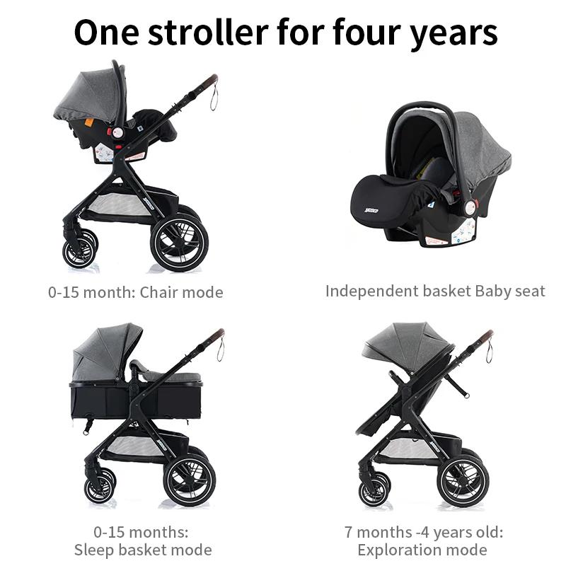 Nouvelle poussette double 3-en-1 2026 avec siège auto, pliable et portable, haute vue, pour nouveau-