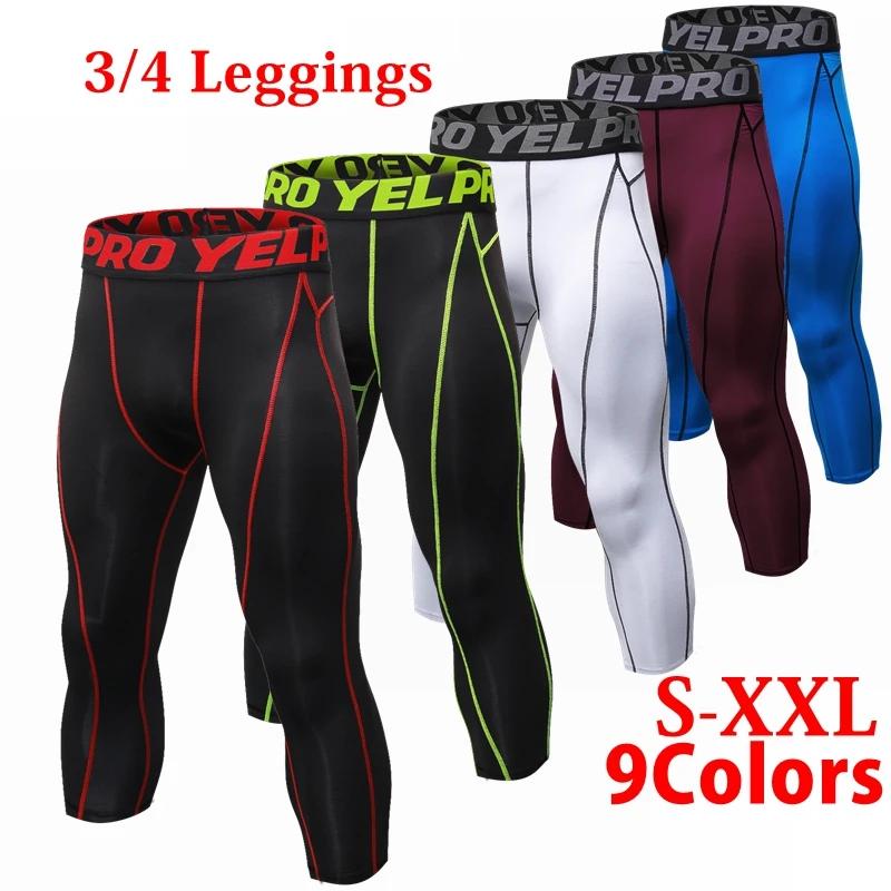Legging athlétique à Compression 3/4 pour hommes, couche de Base, collants de course, de gymnastique