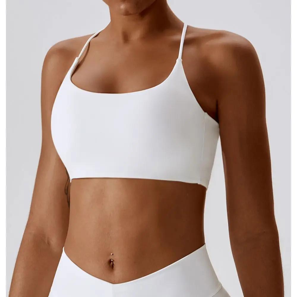Soutien-gorge de sport en forme de U pour femmes, couleur unie, multi-sangle, dos croisé, Fitness, h