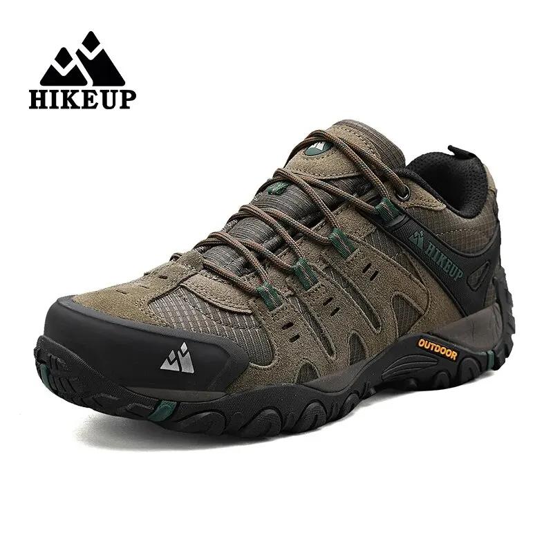 Chaussures randonnée homme cuir suédé HIKEUP - Baskets trekking usure résistante marche chasse
