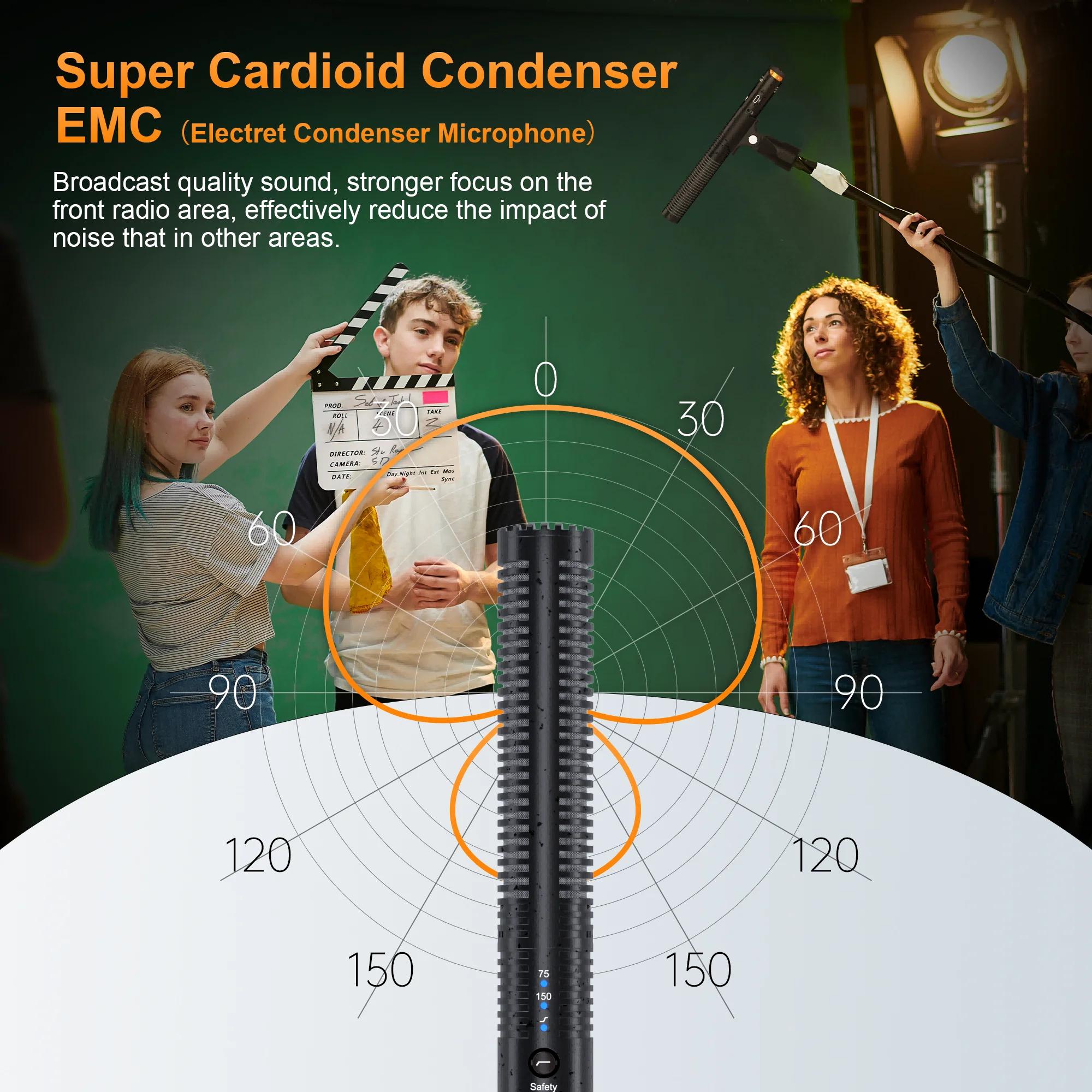 Microphone sans fil COMICA VM30 2.4G super cardioïde à condensateur avec contrôle de gain pour appar