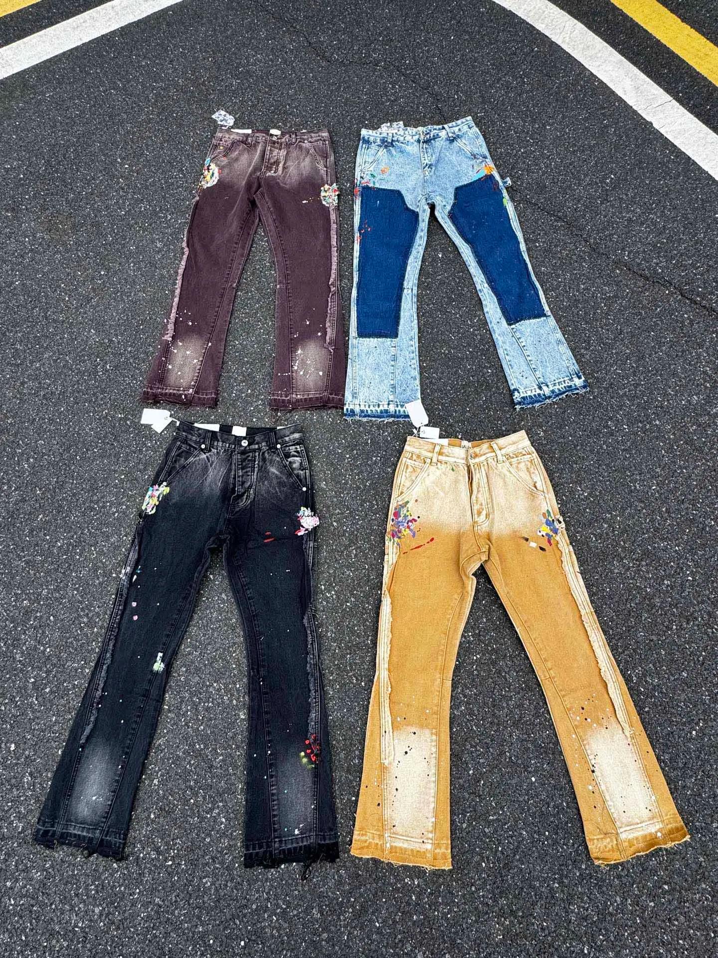 Jean évasé délavé et salissé style rétro GPT de qualité supérieure 2025 pour homme – Pantalon en den