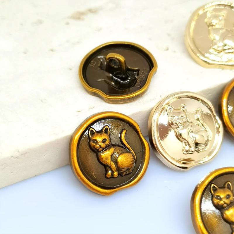17.5/25MM mignon Vintage chat conception boutons en métal de vêtements en gros décor de mode bouton