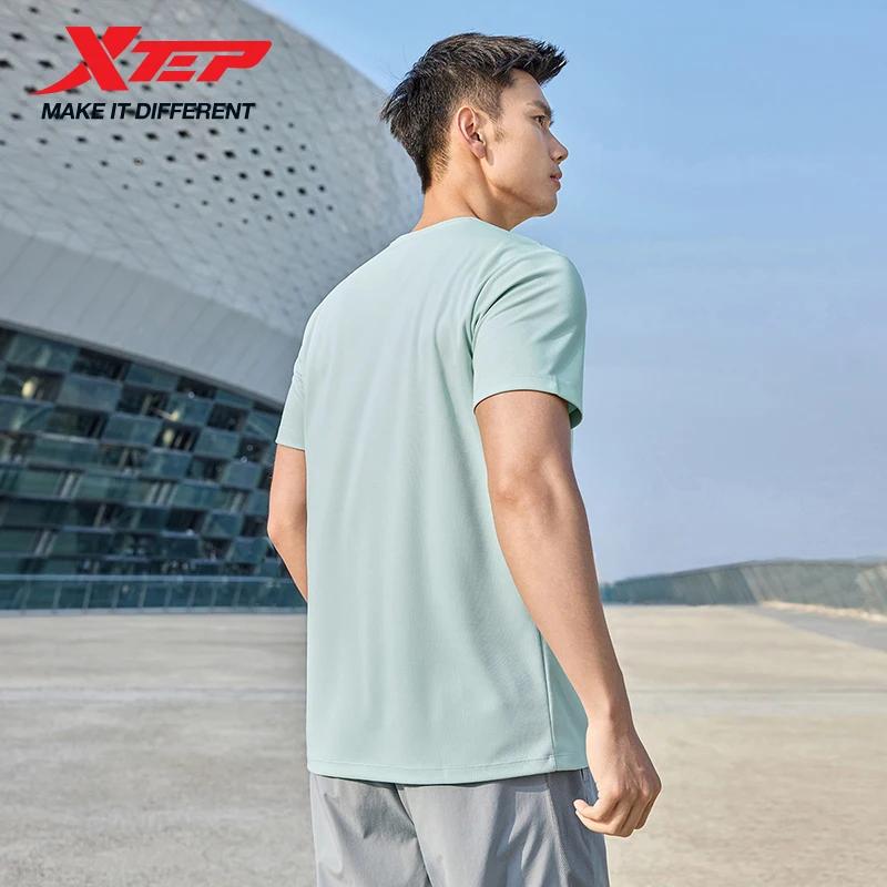 Xtep T-Shirt à manches courtes et col rond pour hommes, séchage rapide, entraînement sportif, respir