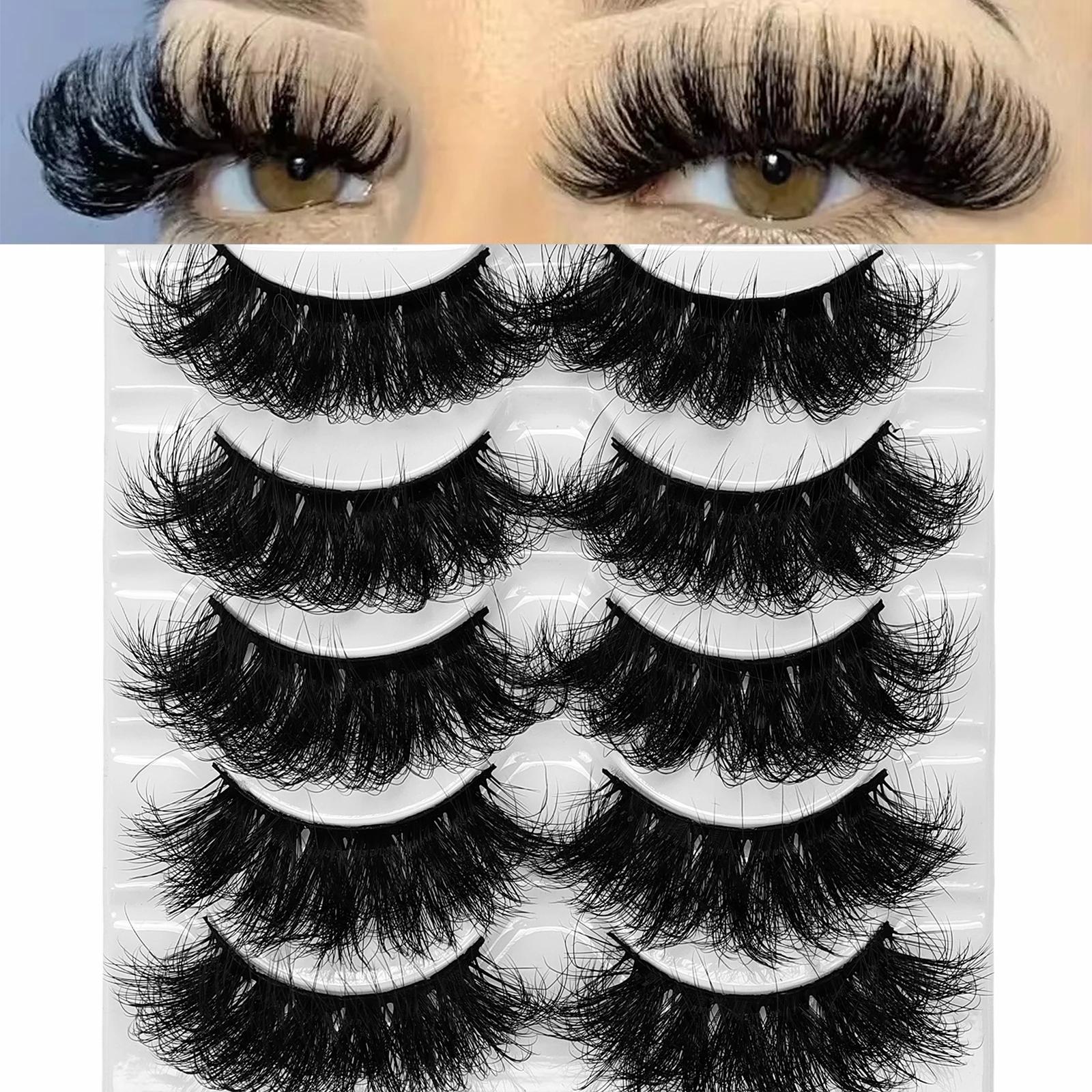 5 paires de cils Faux cils de vison longue durée cils de vison moelleux Volume dramatique Extension