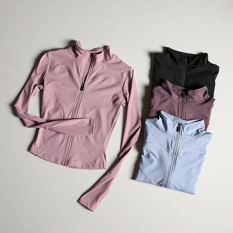 Veste de sport coupe cintrée col montant manteau à fermeture éclair sport Fitness vêtements de Yoga