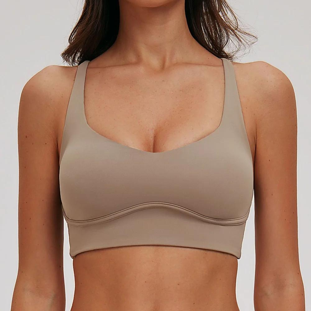 Soutien-gorge de sport sexy à col en V pour femme, avec bretelles croisées au dos, idéal pour le yog
