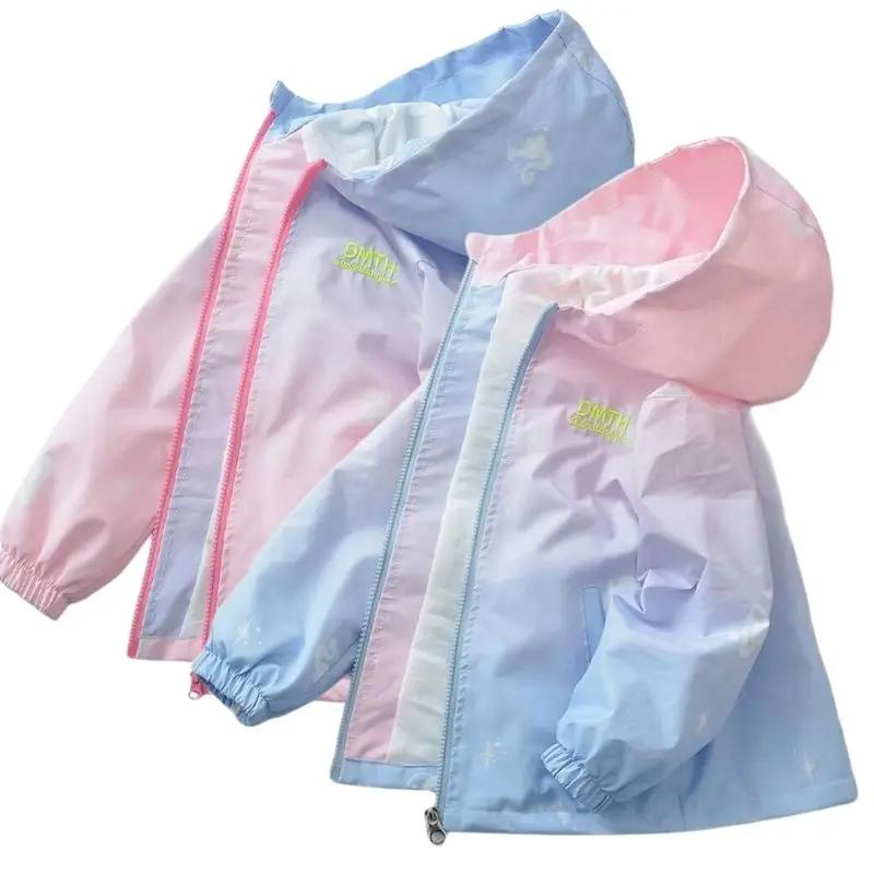 Veste de mode coréenne pour filles et adolescentes, manteau à capuche dégradé décontracté pour garço
