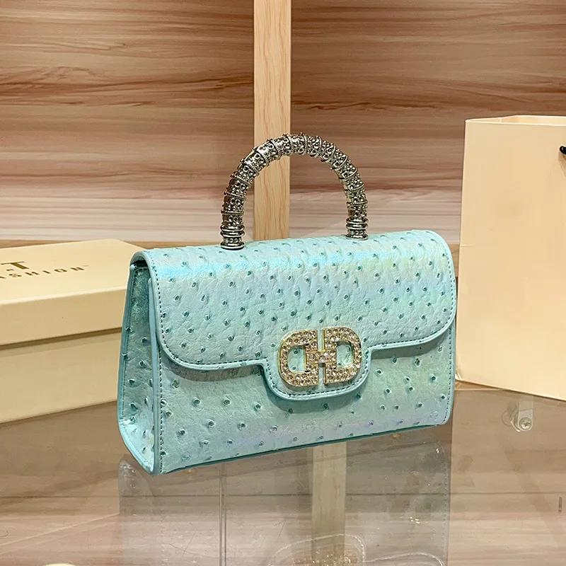 Nouveau sac à main sous les bras à motif d'autruche pour dames, sac à bandoulière léger de luxe incr