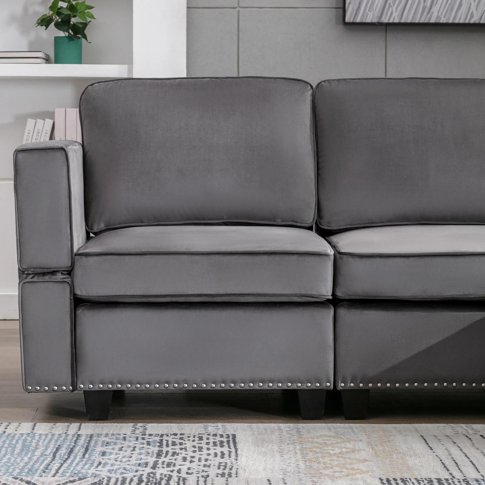 HORGgland-Canapé convertible en forme de L en U, canapé confortable, canapé modulaire, 4 places, 3 o