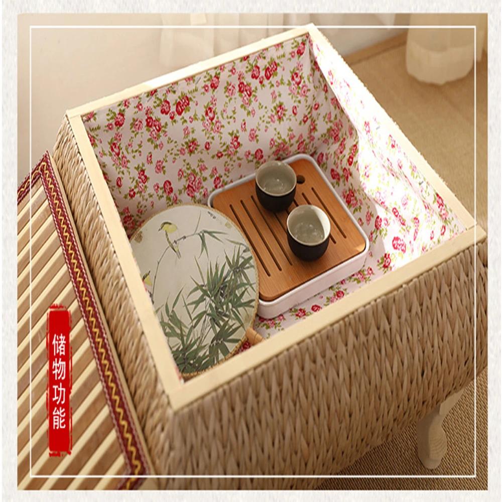 Table de tatami en rotin japonais balcon baie vitrée petite table d'appoint table basse chambre à co