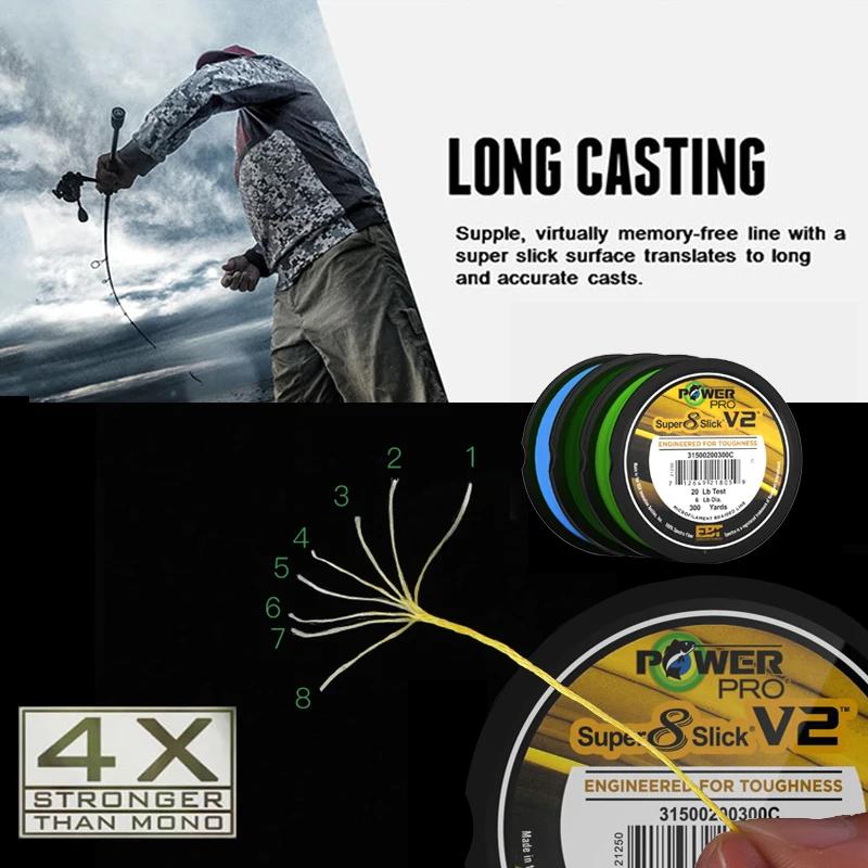 Ligne pêche POWER PRO 8X Spectra 300yds 10-80lb tresse 8 brins pêche sportive USA