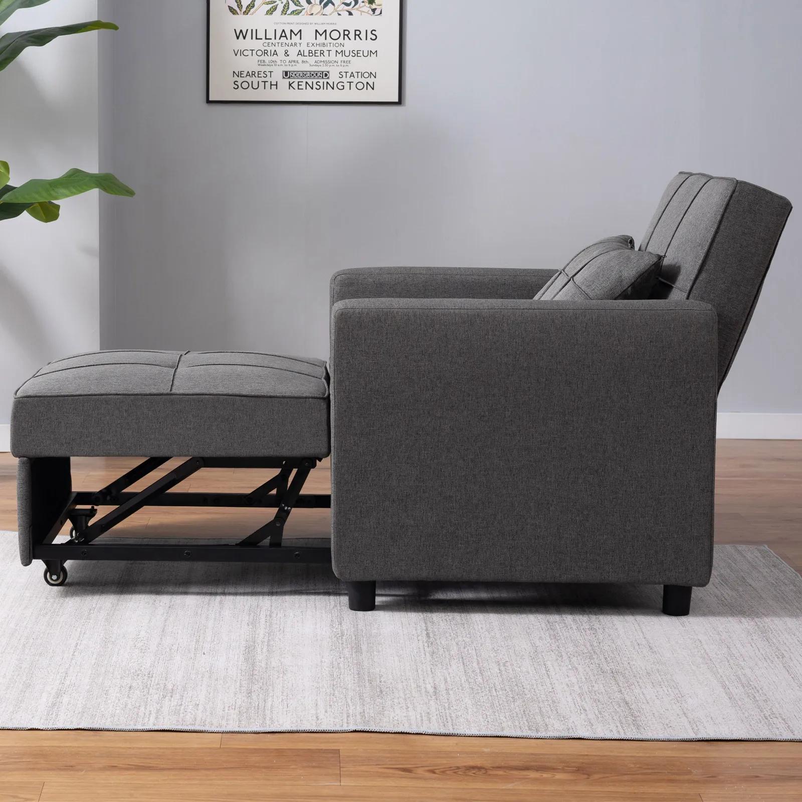 HORGgland O-Canapé-lit simple avec 3 inclinaisons réglables, fauteuil convertible, chaise longue ner
