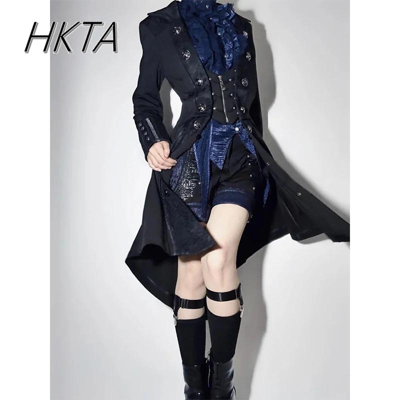 High Sense – Trench-Coat Y2k pour hommes et femmes, Robe gothique foncée, manteaux longs Lolita, vêt