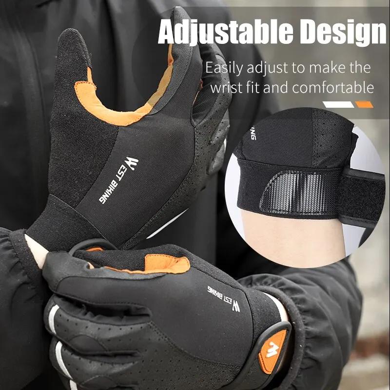 WEST BIKING-Gants de cyclisme respirants pour hommes et femmes, mitaines complètes, gants de sport d