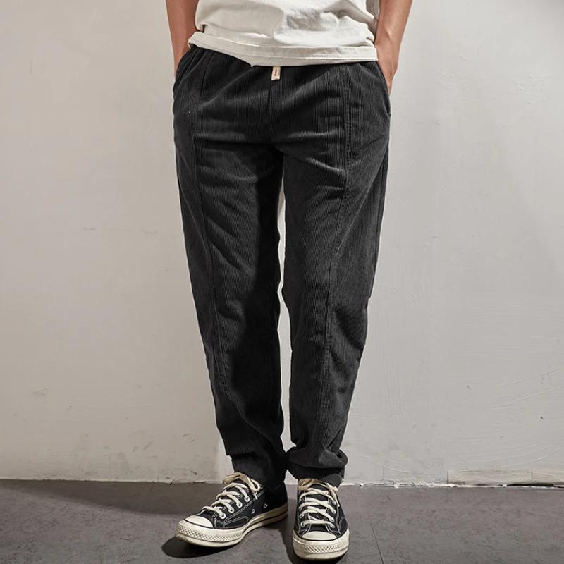 Pantalon élastique en velours côtelé pour homme, pantalon de protection, bundle ample, pieds, salope