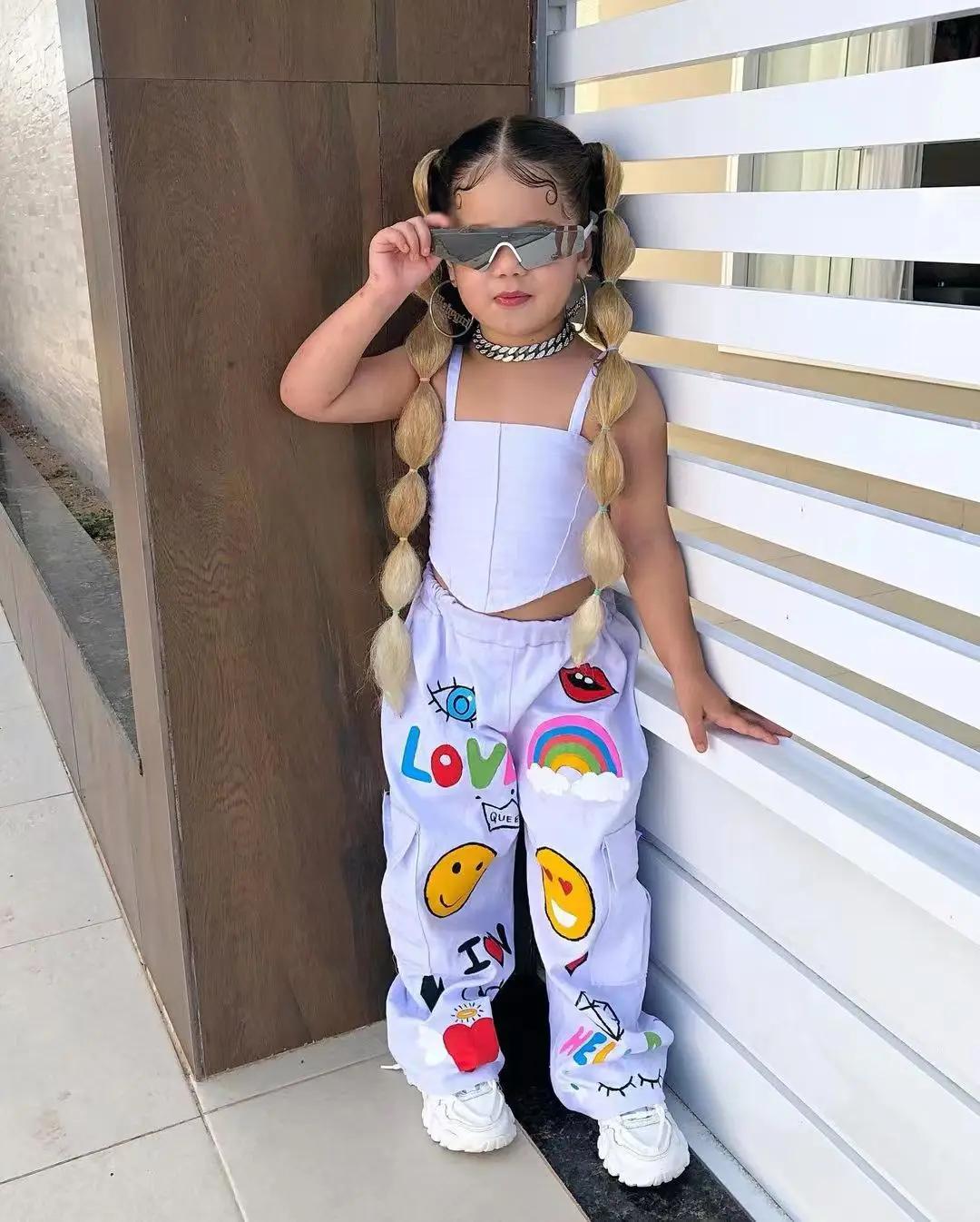 Vêtements pour enfants, ensemble 2 pièces pour filles, haut à bretelles + pantalon Long, mode pour e