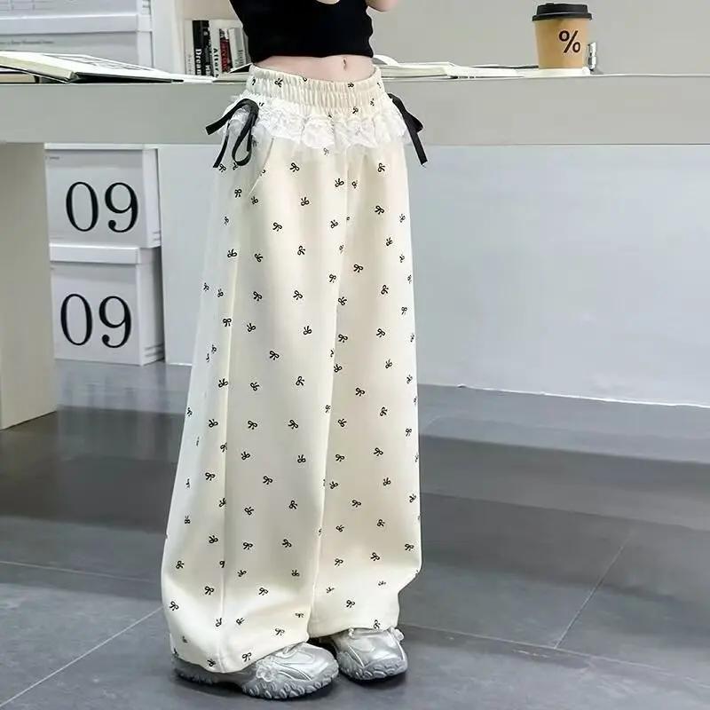 Pantalons à nœuds pour filles, UNITIM, pantalons à jambes larges imprimés pour adolescentes, pantalo