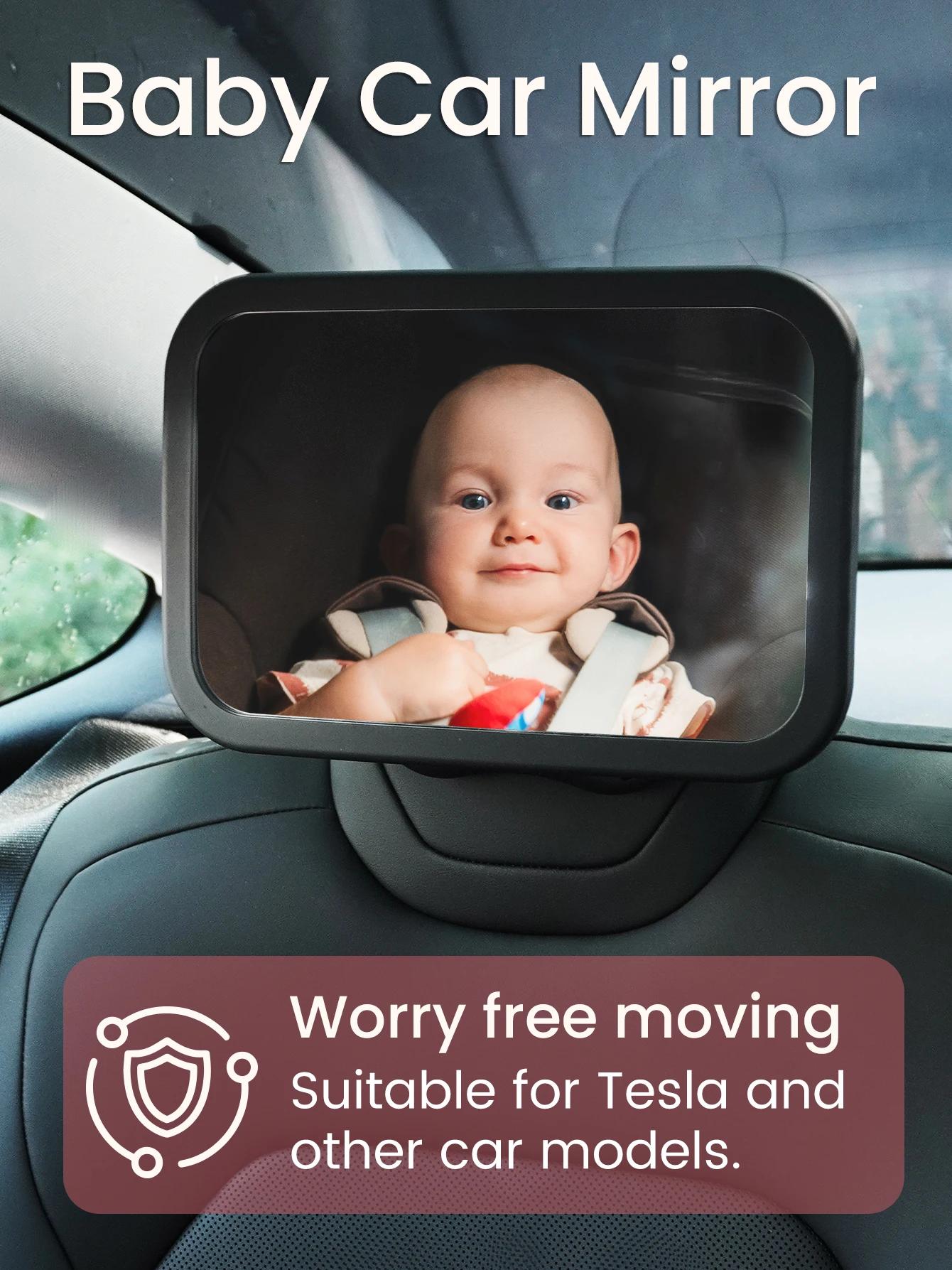 Rétroviseur de voiture pour bébé - Vue claire incassable pour Tesla et la plupart des voitures, acce