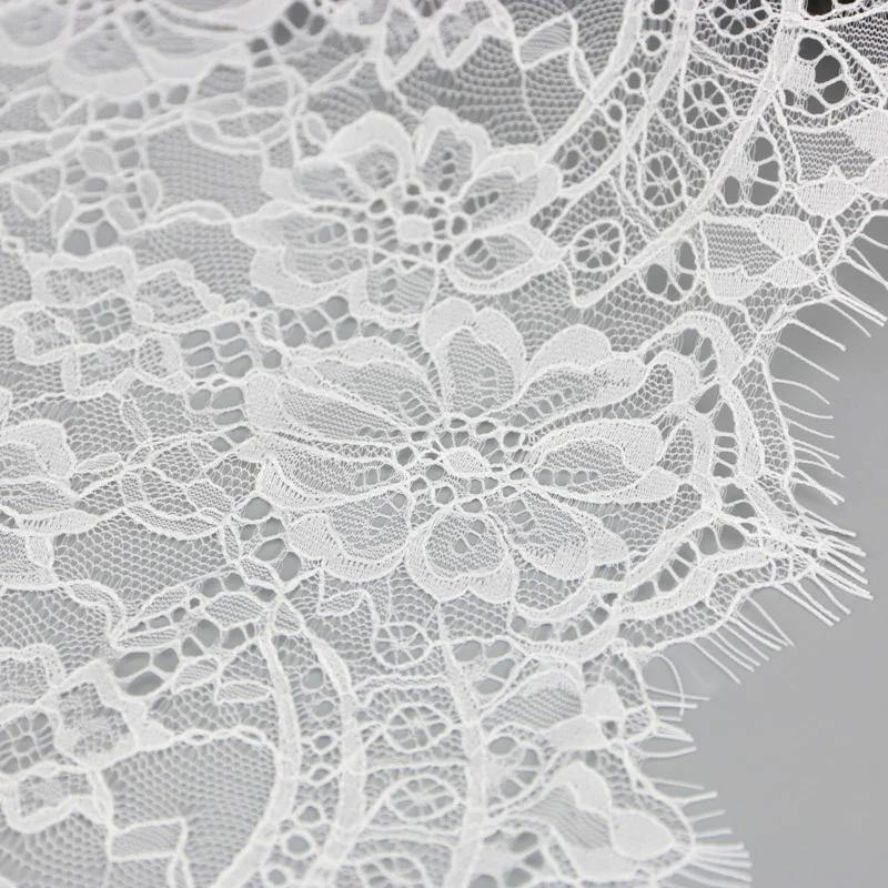 Dentelle à cils blanche, 22cm, 3 mètres/lot, décoration en tissu, accessoires pour robe de mariée, f