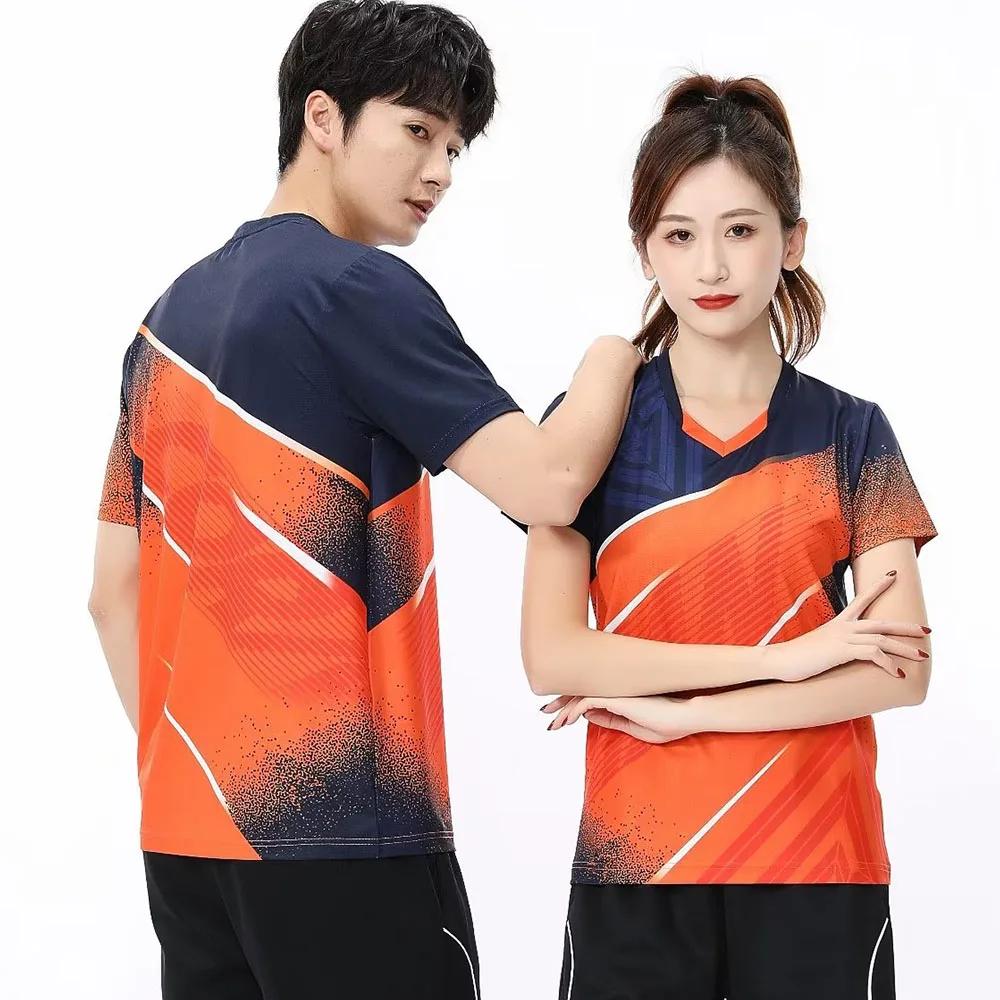 T-shirt de tennis et de ping-pong à séchage rapide pour hommes et femmes, manches courtes, maillot d