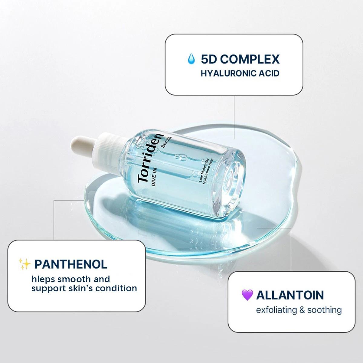 Sérum à l'acide hyaluronique à faible poids moléculaire Torriden DIVE-IN 50 ml, rafraîchissant et no
