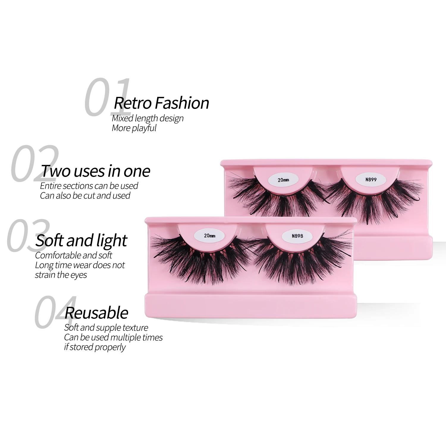 Livraison gratuite 10 paires/pack moelleux vaporeux bande naturelle cils avec pointes en gros en vra