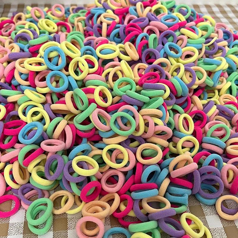 Attaches de cheveux élastiques en nylon de base colorées pour filles, chouchou pour queue de cheval,