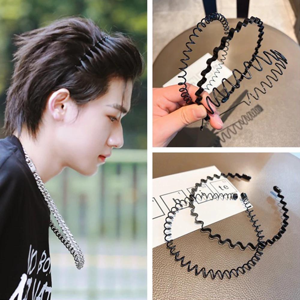 5 pièces/ensemble bandes de cheveux ondulées en métal, bandeau universel pour hommes et femmes, band