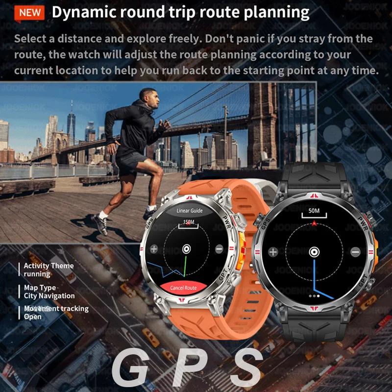 Montre connectée de sport de plein air pour hommes, positionnement GPS, appel HD 2026 mAh, écran AMO