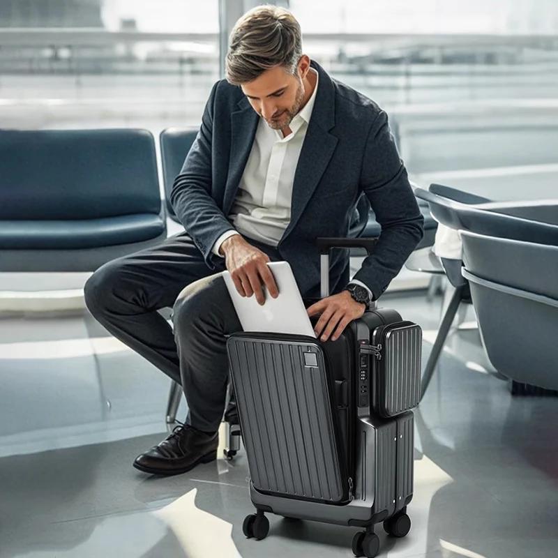 Valise à bagages à main à ouverture frontale, boîtier de chariot multifonctionnel de 20 pouces, cabi