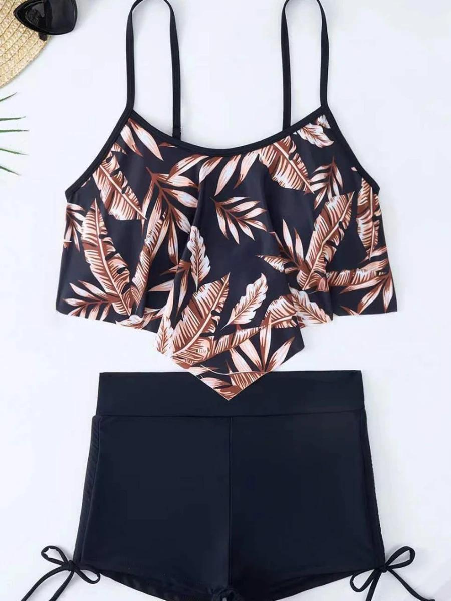 Ensemble Tankini Imprimé 2 Pièces 2026 – Maillot de Bain Sexy Taille Haute pour Femme – Tenue de Pla