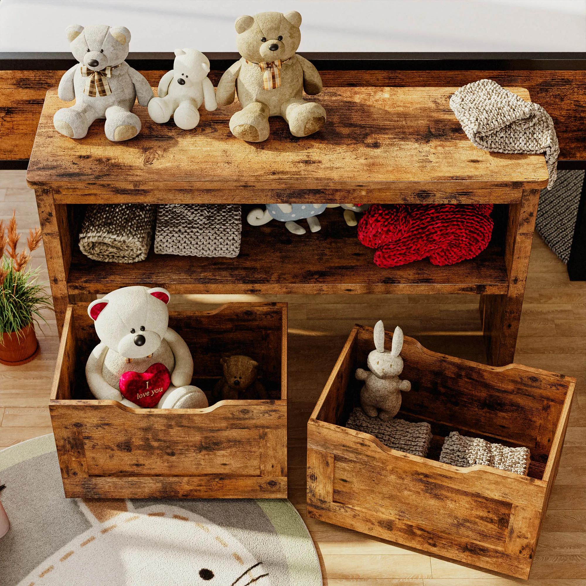 IlearCK-rangement de jouets pour garçons et filles, avec égouts de proximité, roues et étagère ouver
